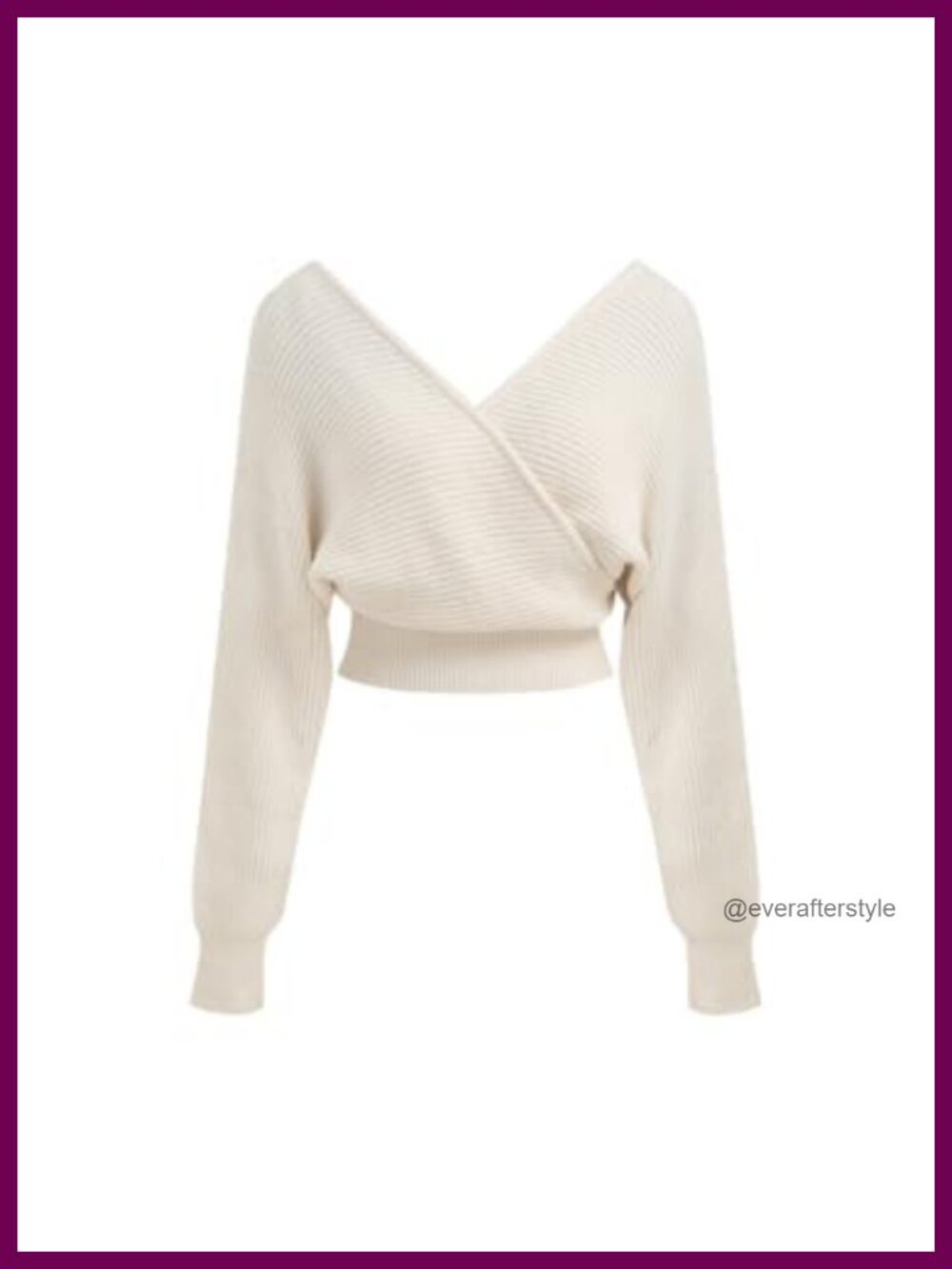 Womens Knit V-Neck Wrap Crop Top Long Sleeve Pullover Solid